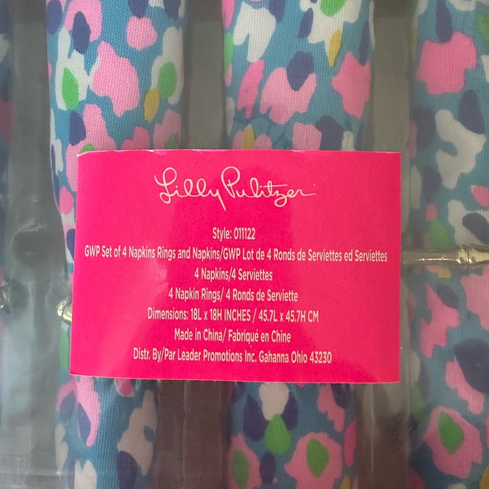 Lilly Pulitzer Colorful 8 Napkin and Napkin Ring Set - Picture 3 of 3